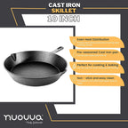 10" Pre-Seasoned Cast Iron Skillet With Pouring Lip For Cooking Bake Cake Barbecue Non-Stick Pan Heavy Duty Frying Pan Oven Safe