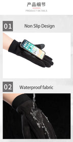Winter Men's Gloves Polar Fleece Thick Warm Women Cycling Sports Driving Waterproof Non-Slip Touch Screen Motorcycle Gloves