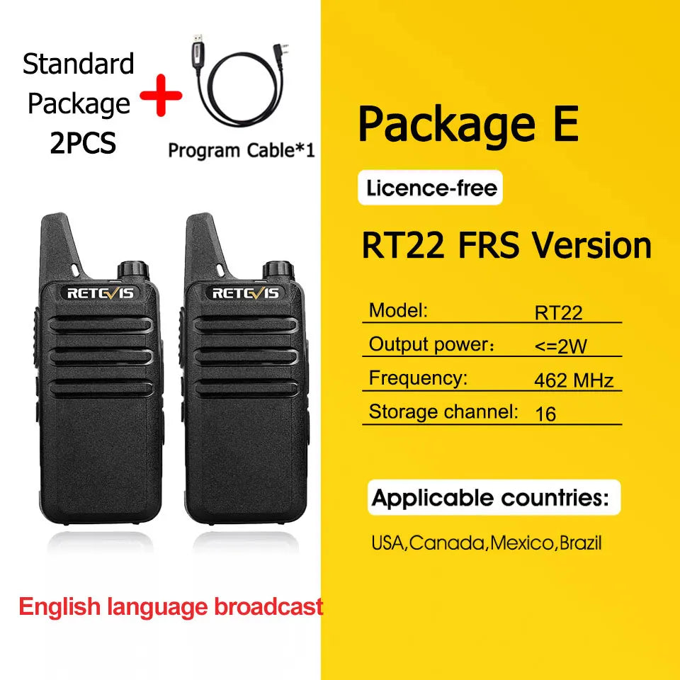 RETEVIS RT622 Walkie Talkie Mini 2 pcs PMR 446 Portable Two-way Radio ht PTT Walkie-talkies Communication Radio for Restaurant