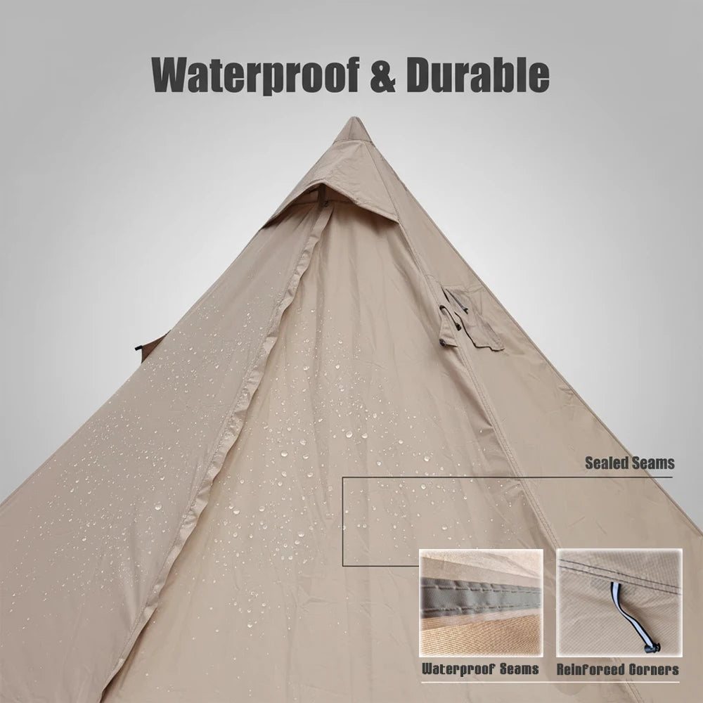 Flame Retardant Firewood Stove Tent 2 Persons Winter Lightweight Pyramid Hot Tent Large Outdoor Camping Waterproof Tipi Tent