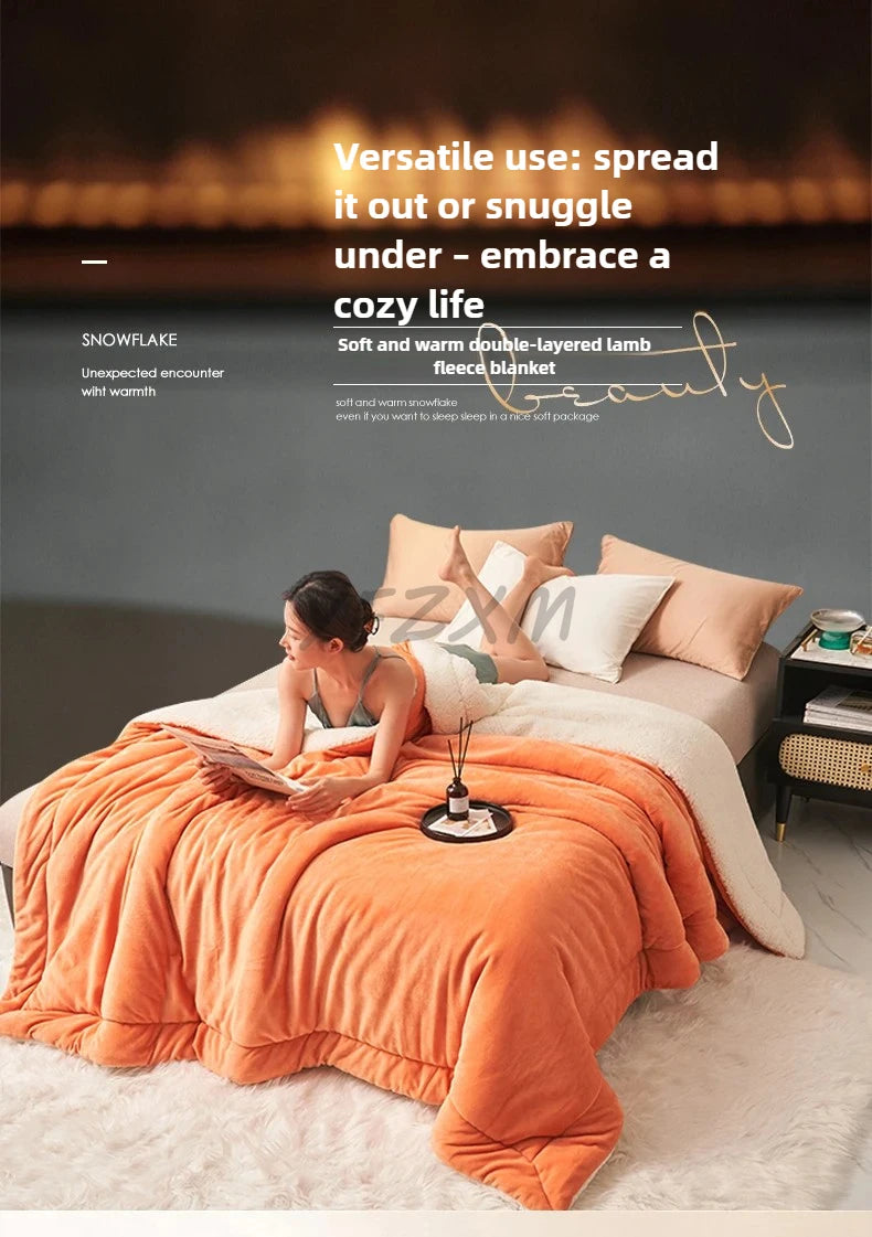 Super Soft Imitation Lambswool Blanket Autumn Winter Double Queen Blankets High Quality Comfortable Milk Fleece Sofa Blanket