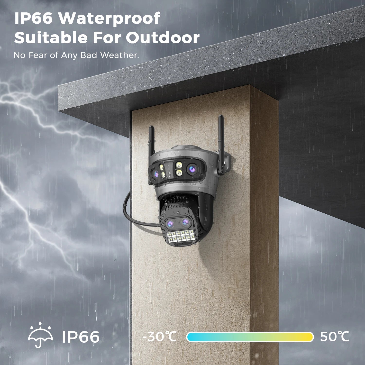 20MP Outdoors Wifi Camera 10K HD Three Lens Security 5G PTZ IP Camera 10X Digital Zoom Lens Human AI Auto Detect Tracking Camera