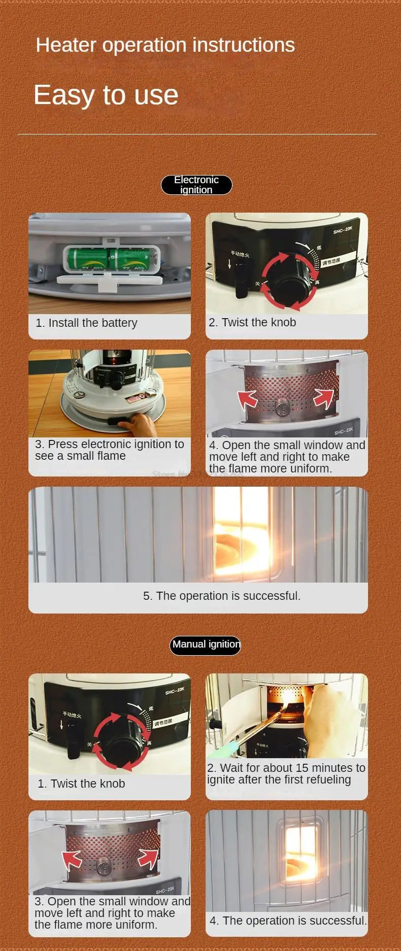 Heater Air Heating Machine Household Petroleum Heizung Outdoor Heater SHC-23K Automatic Flameout Safety Device