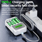 PUJIMAX 4 Slots LCD Display Intelligent Battery Charger For AA/AAA NiCd NiMh Rechargeable Batteries Fast Charging With Cable