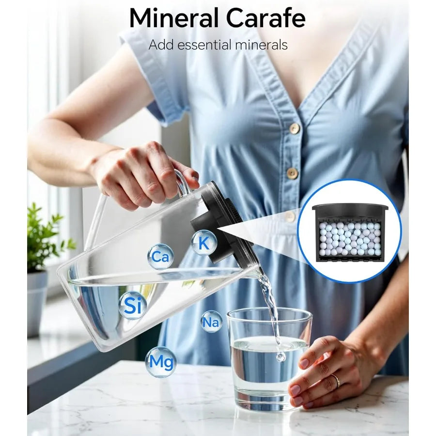 T1 Lite UV Reverse Osmosis Water Filter Countertop 6-Stage RO System with Carafe Alkaline Boost Gray NSF/ANSI 58372 Reduce TDS