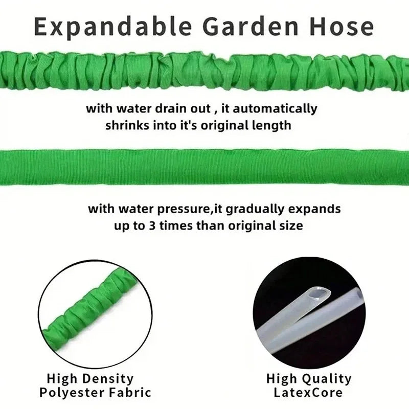 25FT-200FT Garden Hose Expandable Magic Water Pipes Home Garden Daily Watering Tools High-Pressure Car Wash Cleaning Water Gun