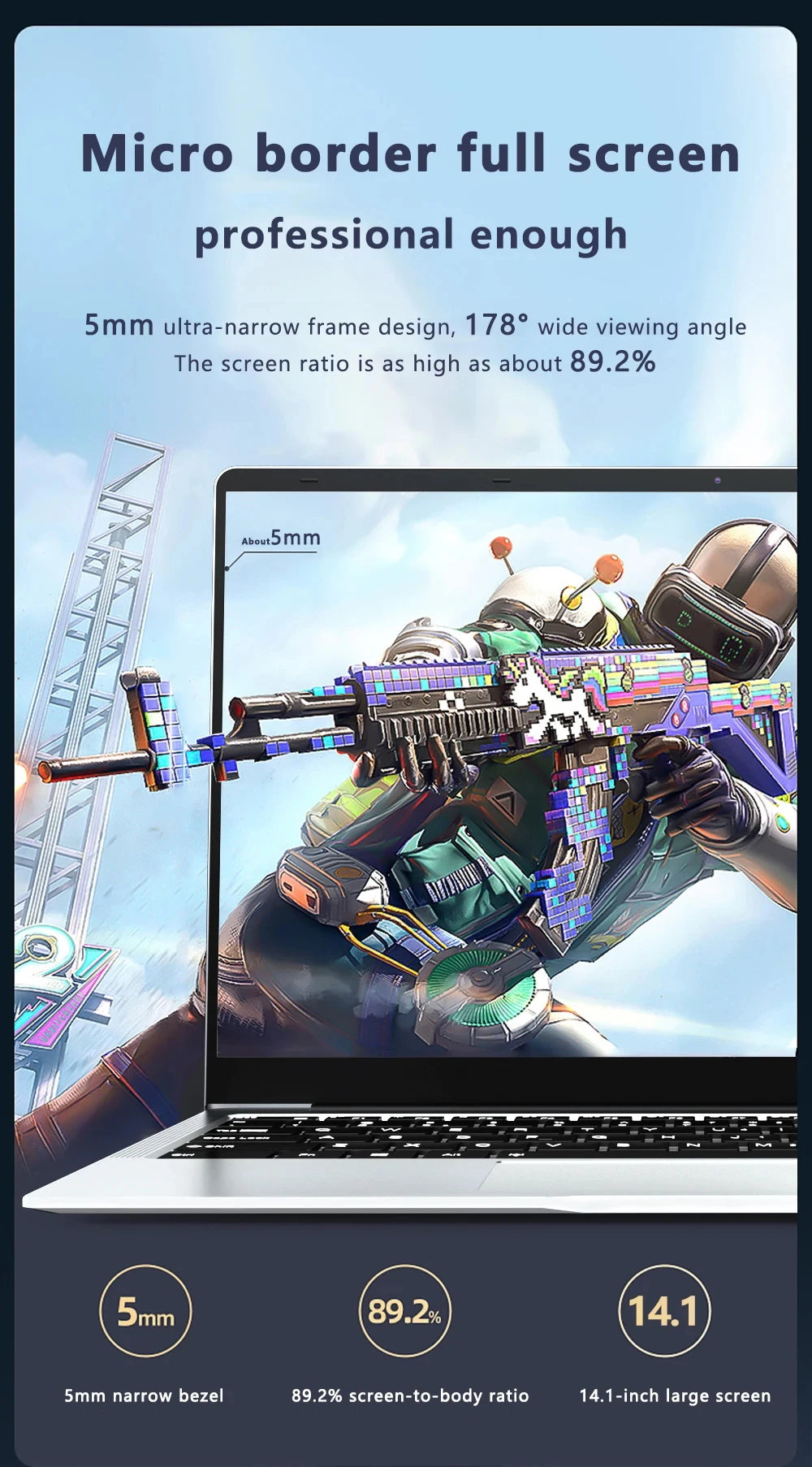 New Laptop Computer Windows 11 Pro Intel Atom A3950 2025 Notebook PC Gamer 12GB RAM 512GB 1TB SSD 1920*1080 Office Computer