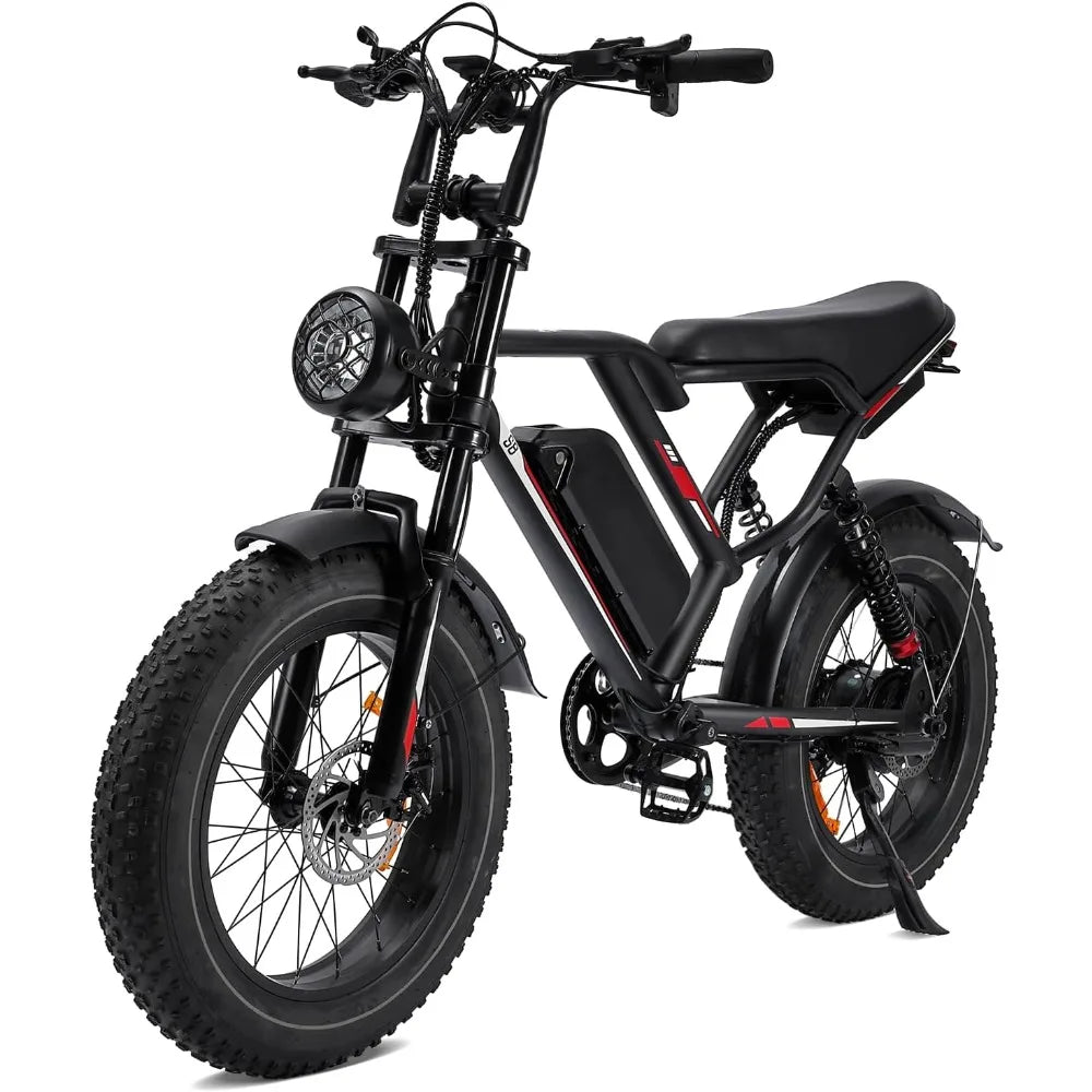 S8 Electric Bike for Adult, 1000W 20" Fat Tire 48V 17.5AH Removable Battery, Max 35-70 Miles Electric Motorcycle