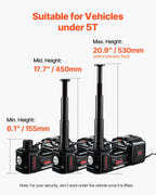 SucceBuy 5T Electric Car Jack Electric Scissor Jack 12V Tire Changer with Electric Impact Wrench & LED Light for Sedan SUV Truck