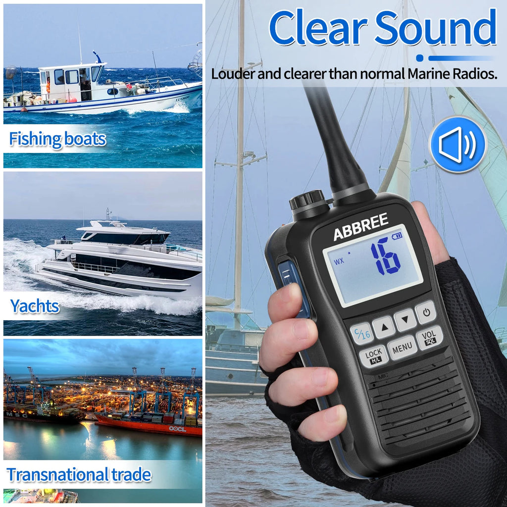 ABBREE AR-25M Marine Radio Transceiver IP67 Floating Waterproof Handheld VHF Walkie Talkie Amateur NOAA Two Way Radio For Fish