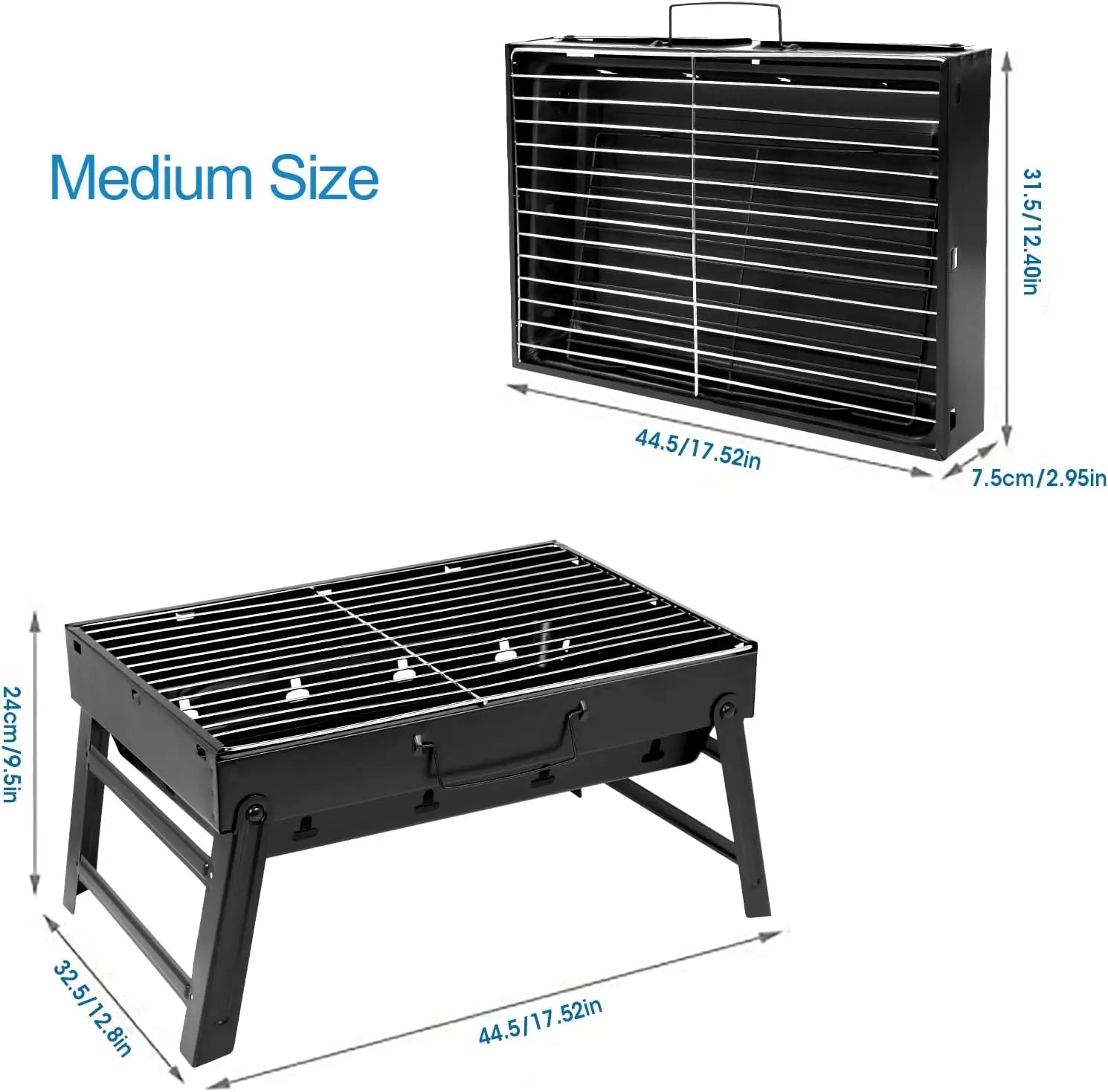 Folding Charcoal Grill, Portable Lightweight BBQ for Camping, Hiking, Picnics, Tailgating, Backpacking – Medium