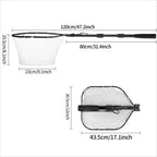 Fishing Landing Net Aluminum Alloy Durable Telescoping Extend to 190cm/130cm/55cm Folding Mesh Safe Fish Catching Releasing
