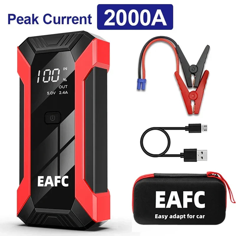 2000A/1200A Car Jump Starter Power Bank Starting Device Portable Car Battery Emergency Booster for 12V Vehicles Small Trucks