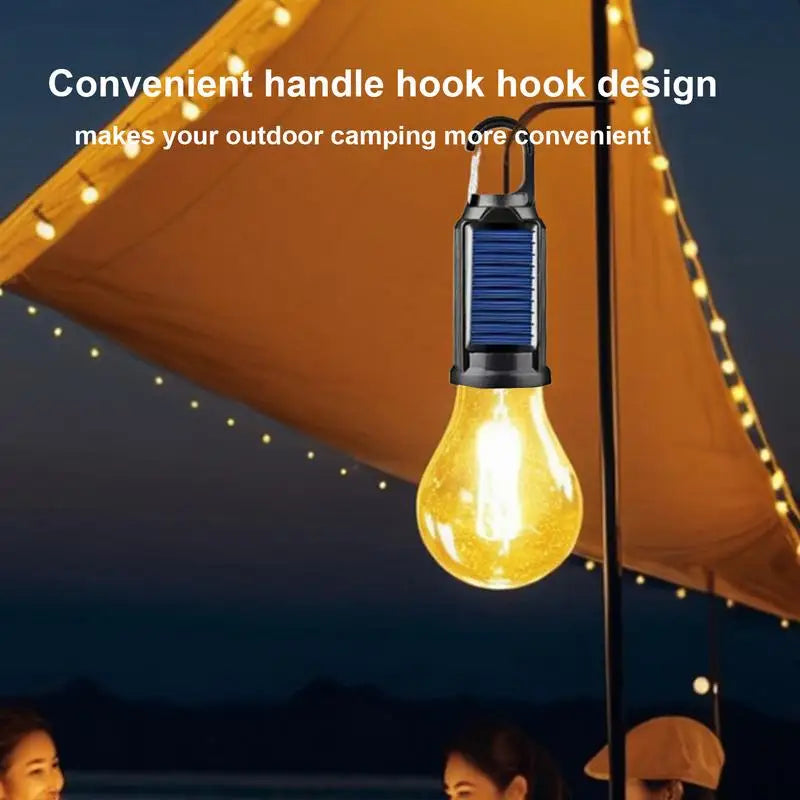 Camp Tent Light Waterproof Solar Rechargeable Waterproof Camp Light Vintage Decoration Lightweight Tent Lamp With Mounting Hook