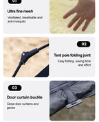 Sonuto Outdoor 3-4P One-Touch Camping Tent Quick Automatic Opening Beach Fishing Tent Family Travel Picnic Park Anti-UV Shade