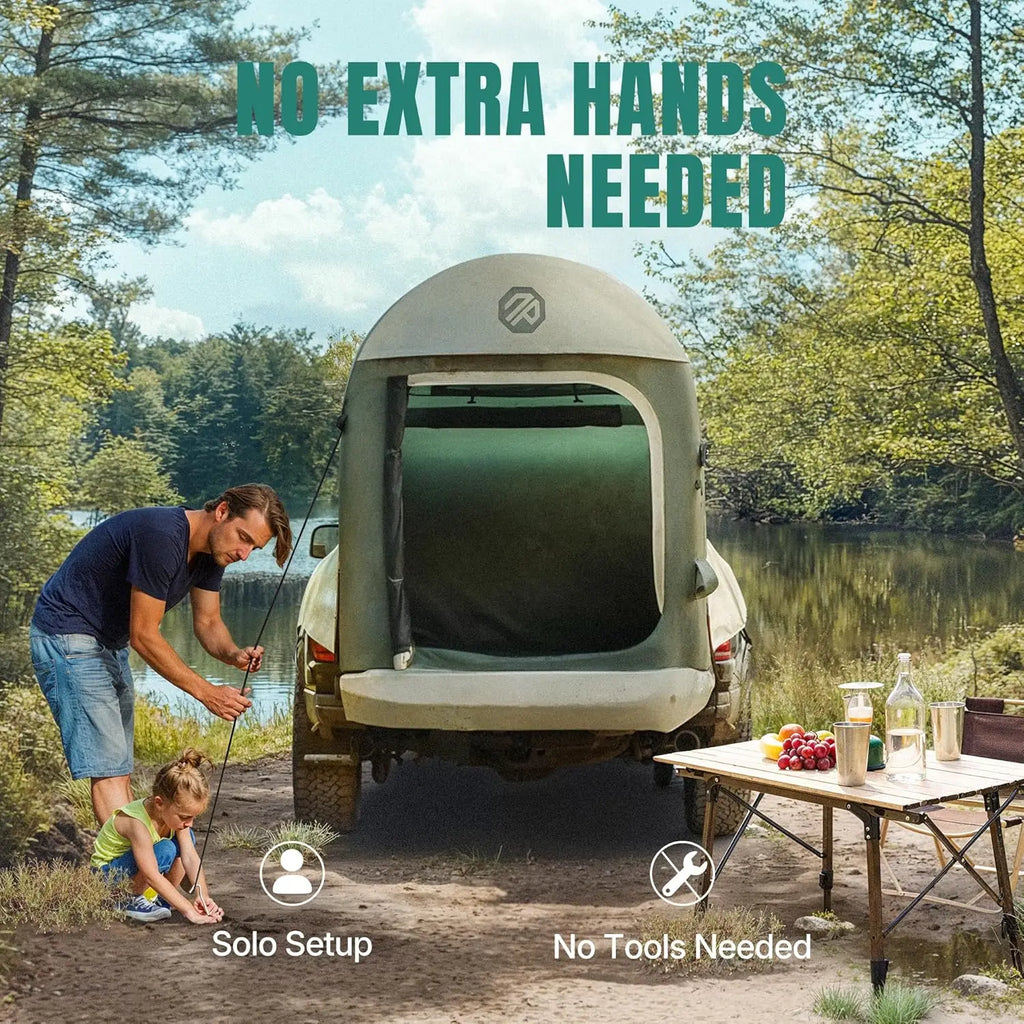 Truck Bed Tent 5.5ft-8ft for 2+1People/Family,2 Mins Fast Setup Inflatable Pickup Truck Tent,PU 3000mm Waterproof·New Popularity