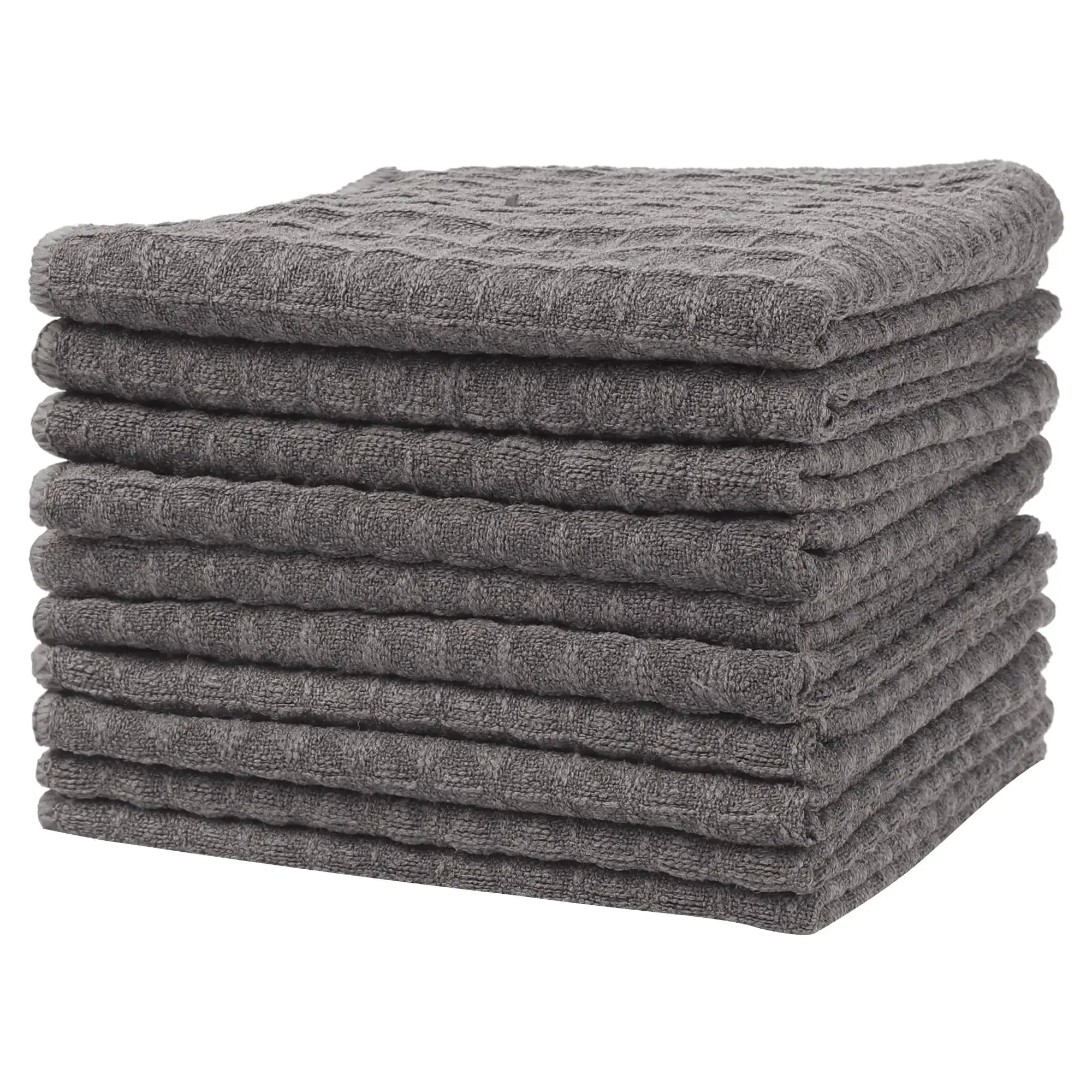 10-Pack Super Absorbent Waffle Weave Kitchen Towels, Lint-Free & Quick-Dry Dish Cloths for Dishes and Countertops, XL 12x12 Inch