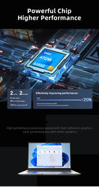 New Laptop Computer Windows 11 Pro Intel Atom A3950 2025 Notebook PC Gamer 12GB RAM 512GB 1TB SSD 1920*1080 Office Computer