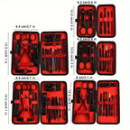 7/12/18/20/24PCS Set Professional Manicure Set Kits Stainless Steel Fingernail Toenail Clippers Set with Leather Portable Case