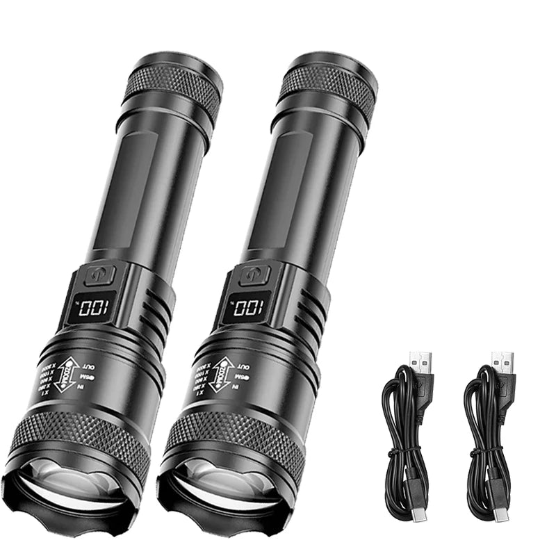 2000LM Ultra Bright P50 LED Flashlight Tactical EDC Emergency Spotlight Telescopic ZoomHandheld Torch  w/ 14500/18650 Battery