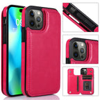 Wallet Double Button With Card Slot Stand Flip Leather Case For iPhone 16e 16 Pro Max 15 Plus 14 13 12 Mini 11 SE3 SE2 X XR 8 7
