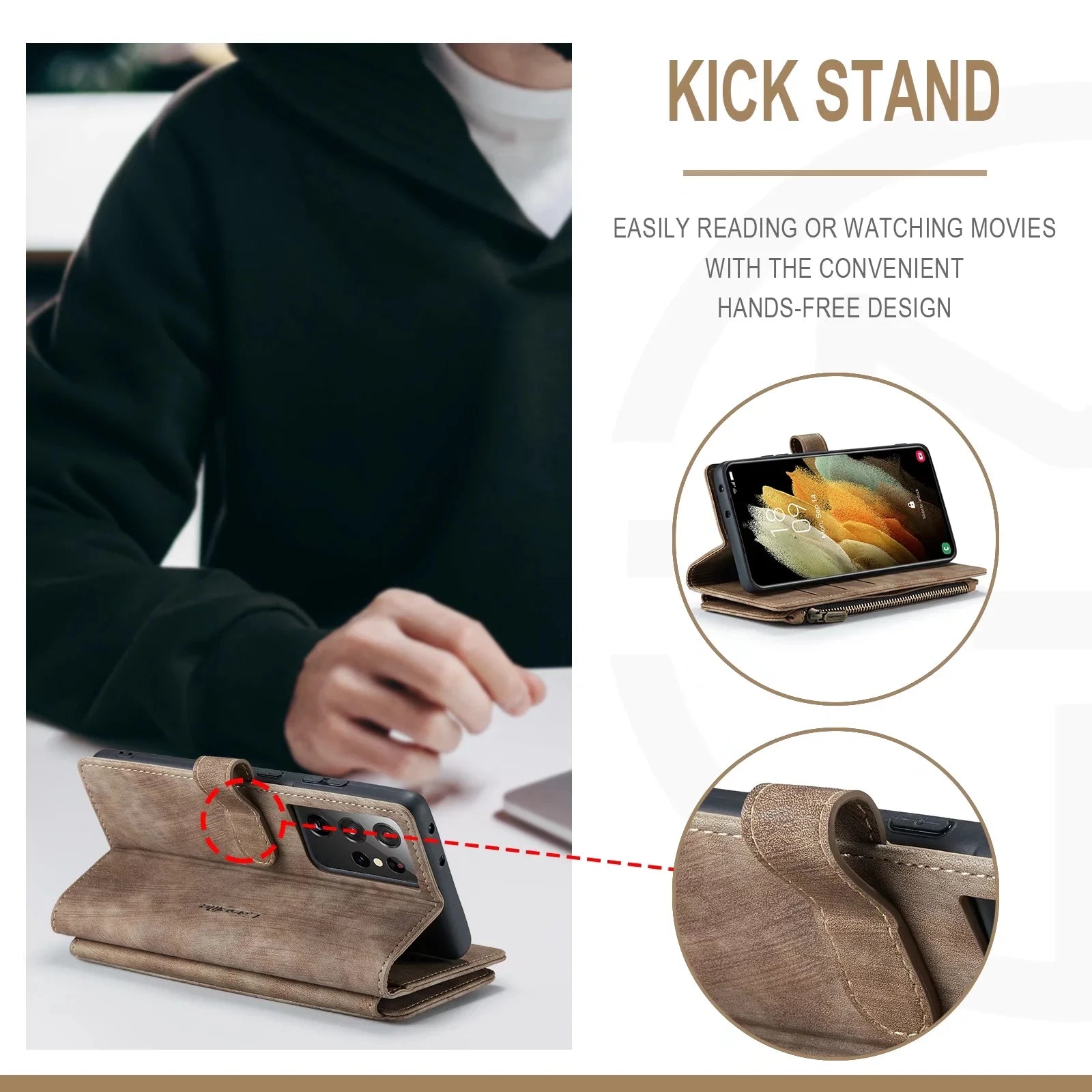 Flip Leather Phone Case For Samsung Galaxy S25 Edge S24 Ultra S23 FE S22 S21 S20 Plus Note 20 A16 A56 Zipper Wallet Card Cover