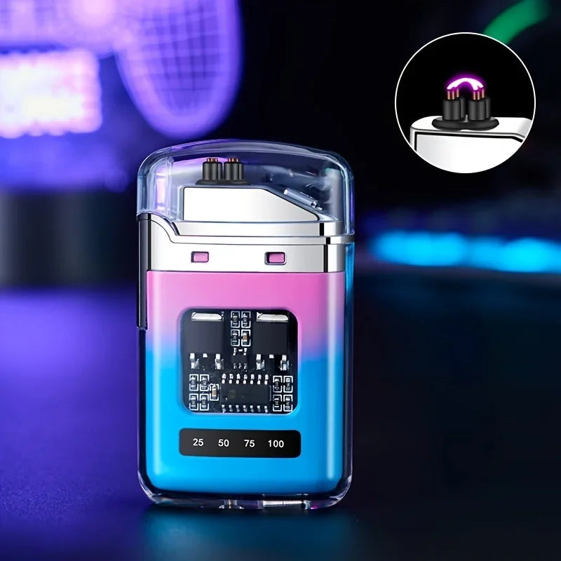 Rechargeable USB Electronic Lighter, Windproof Flameless LED Smart Dual Arc Portable Outdoor Survival Cigarette Lighters  Gifts