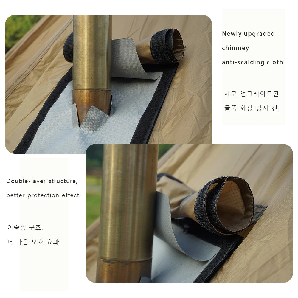 Flame Retardant Firewood Stove Tent 2 Persons Winter Lightweight Pyramid Hot Tent Large Outdoor Camping Waterproof Tipi Tent