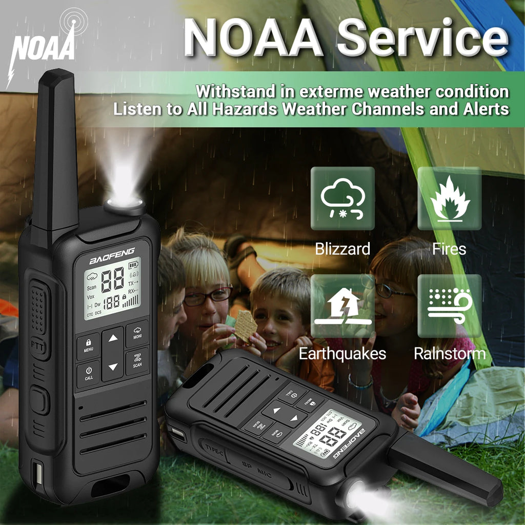 2pcs Baofeng F22 Kids Walkie Talkie Rechargeable Type-C Ham Radio Electronic Toys Birthday Gift Children