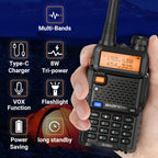 1/2PCS BaoFeng UV-5R 8W Tri-Power Walkie Talkie High Power Dual Band Long Range 128 CH Portable Handheld UV 5R Ham Two Way Radio