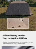 Sonuto Automatic Large Camping Tent 3-8 Person Quick Setup Double Hall Ridge Tent with Canopy for Outdoor Family Adventures