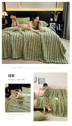 New Artificial Rabbit Plush Autumn Warm Blankets for Beds Soft Coral Fleece Sofa Throw Blanket Comfortable Thicken Bed Sheet