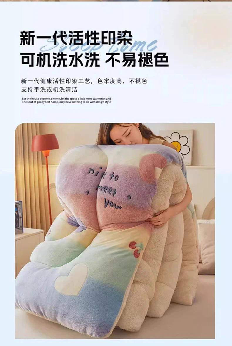 New winter quilt lamb wool autumn spring thickened super warm fiber blanket constant temperature milk cashmere bedding comforter