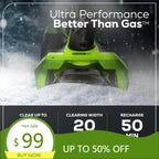 "60v 20-inch cordless snow blower with 5.0ah battery and charger"