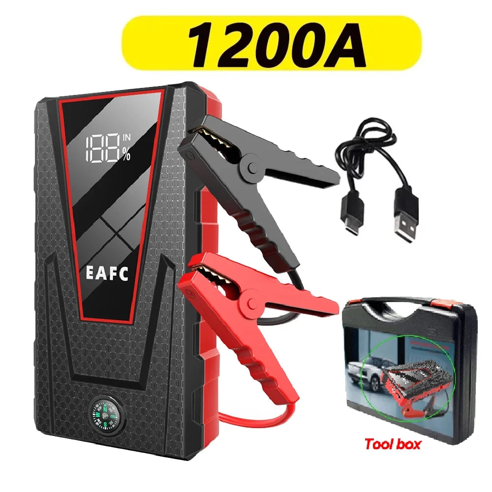 Hot 2000A/1200A Portable Car Jump Starter Power Bank Car Booster Charger 12V Starting Device Petrol Diesel Car Emergency Booster