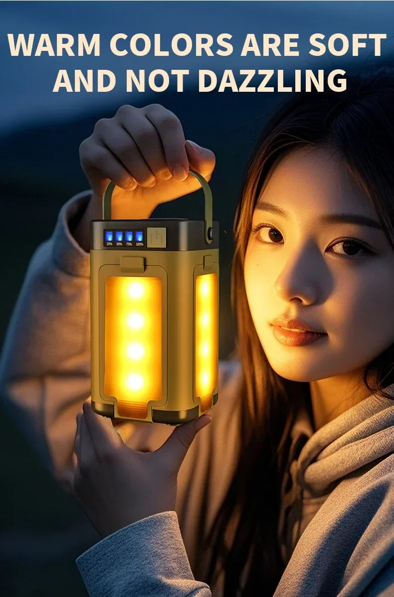2000mAh Solar Camping Light Foldable Portable Tent Light with Intelligent Display Outdoor Hanging Light