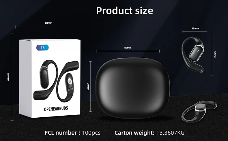 2025 New Open Ear OWS Earphones Bluetooth 5.4 Wireless Headphones HiFi Sound Headset Touch Control TWS Earbuds 10 Hours Playback