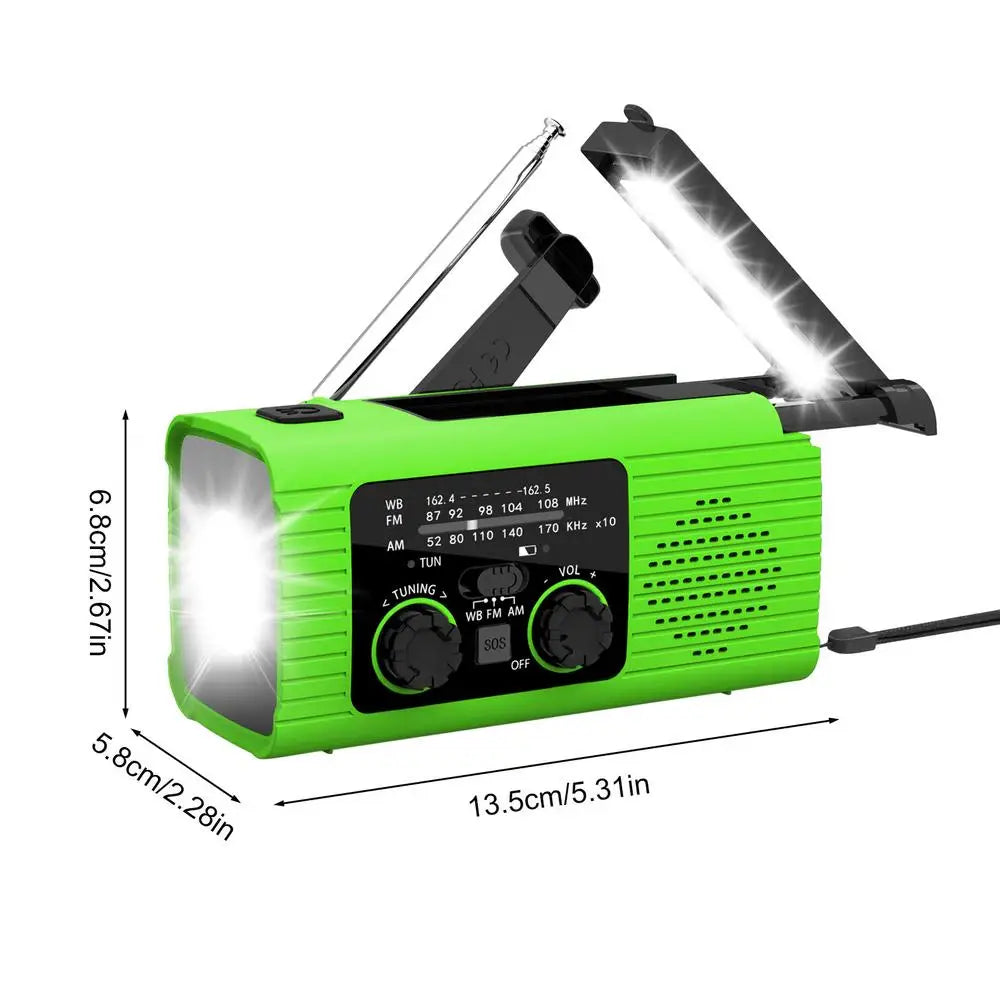Solar Radio Flashlight For Camping Portable Hand Crank Weather Radio AM/FM/NOAA Radio Crank Radios 3 Way Charging Survival Radio