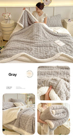 Thickened Coral Fleece Bed Blankets for Winter Warm Soft Imitation Lambs Wool Jacquard Blankets for Bedroom Sleeping Sofa Throw
