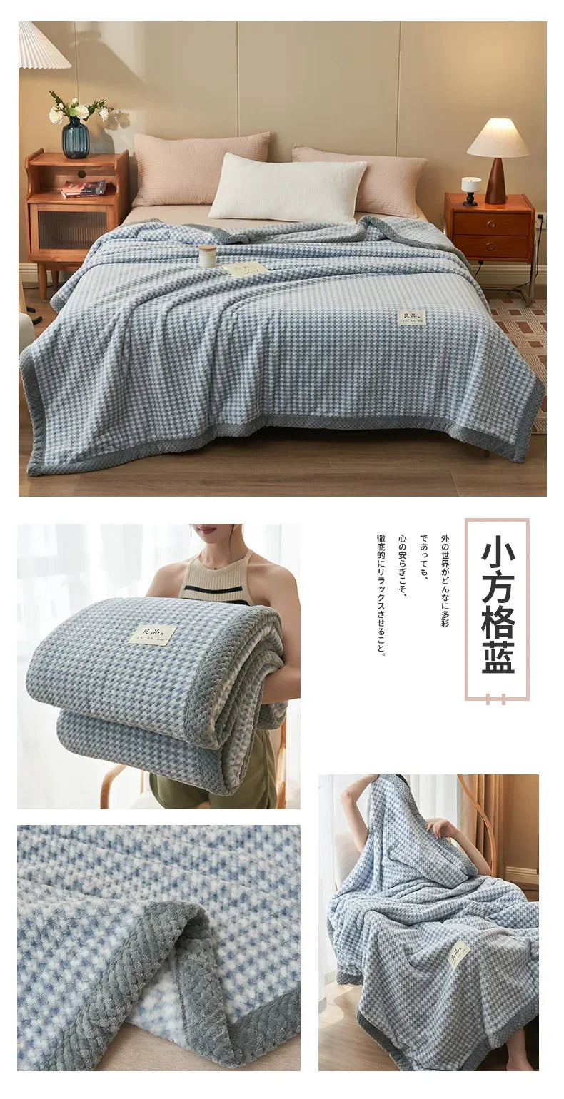 Knit Blanket Throw Soft Chenille Yarn Knitted Blanket Machine Washable Crochet Handmade Knit Throw Blanket for Couch Bed