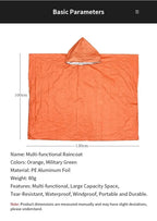 Emergency Raincoat Poncho Waterproof Rainwear Blanket Survival Camping Equipment Cold Insulation Rainwear Camping Equipment