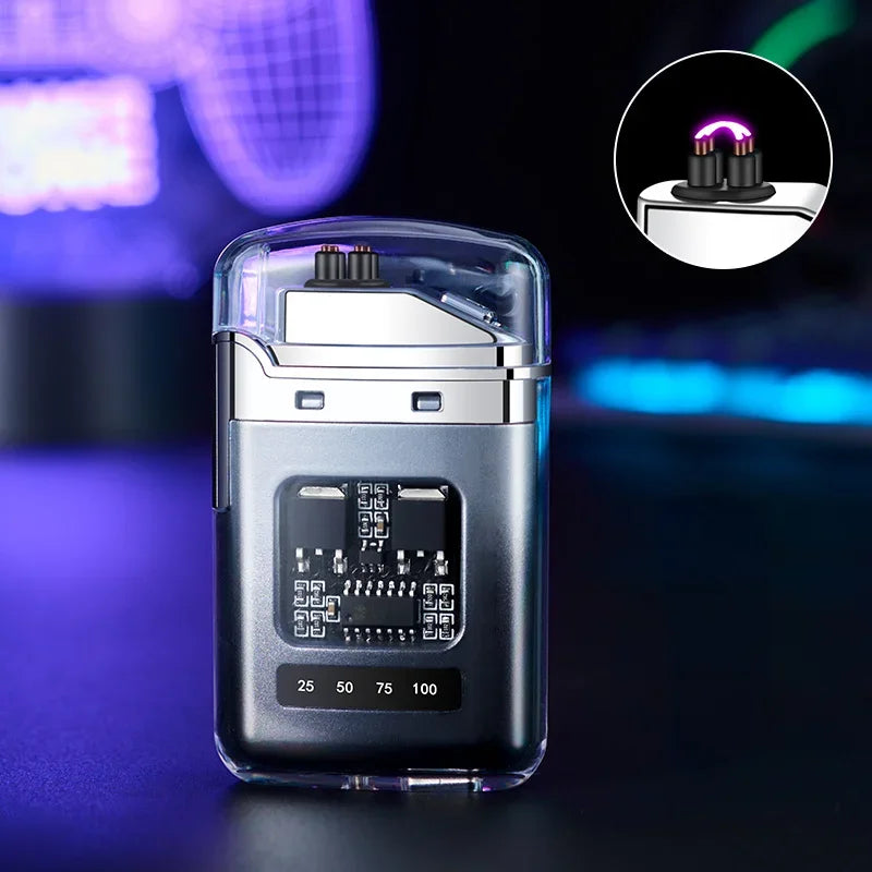 Rechargeable USB Electronic Lighter, Windproof Flameless LED Smart Dual Arc Portable Outdoor Survival Cigarette Lighters  Gifts