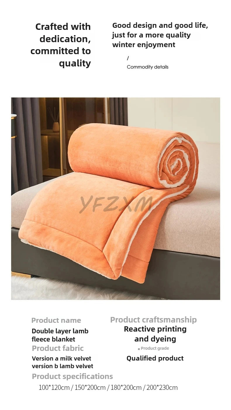 Super Soft Imitation Lambswool Blanket Autumn Winter Double Queen Blankets High Quality Comfortable Milk Fleece Sofa Blanket