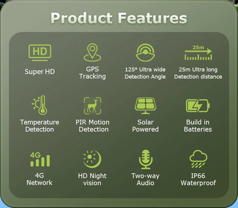 Ucon 4G LTE Cellular Trail Camera 5MP Solar Camera PIR Motion Activated 0.2s Trigger Time Night Vision Wildlife Hunting Cameras