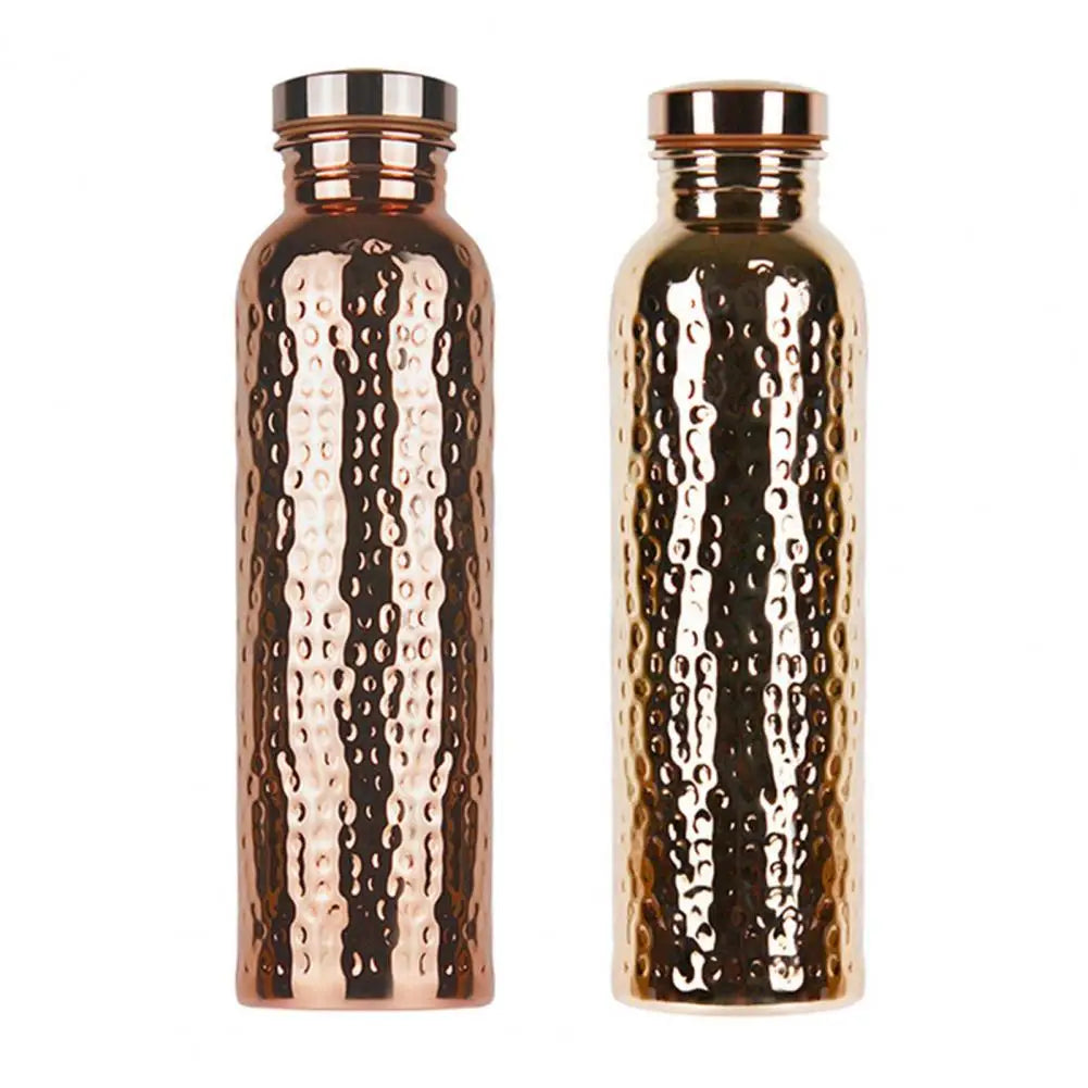 800ML Copper Sports Water Bottle Hammer Pattern Large Capacity Leakproof Cycling Gym Fitness Electroplating Drinking Cup 2025