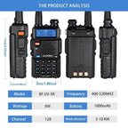 4Pcs Baofeng UV-5R 8W/5W Tri-Power Walkie Talkie High Power Dual Band Long Range Portable Handheld UV 5R Radio