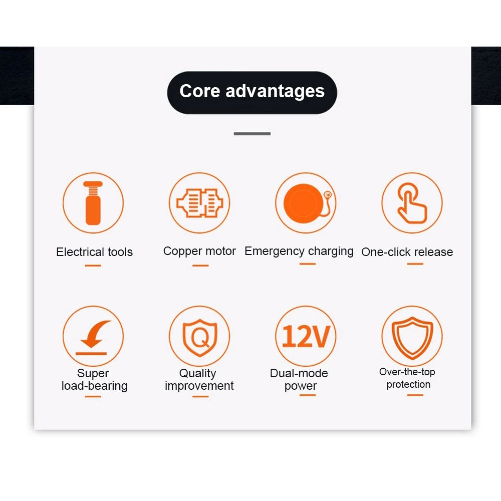 1 Set DC 12V 5Ton Car Jack Lifting Equipment Cooper Motor Portable Tire Jack Electric Hydraulic Jack with Led Light for Car Suv