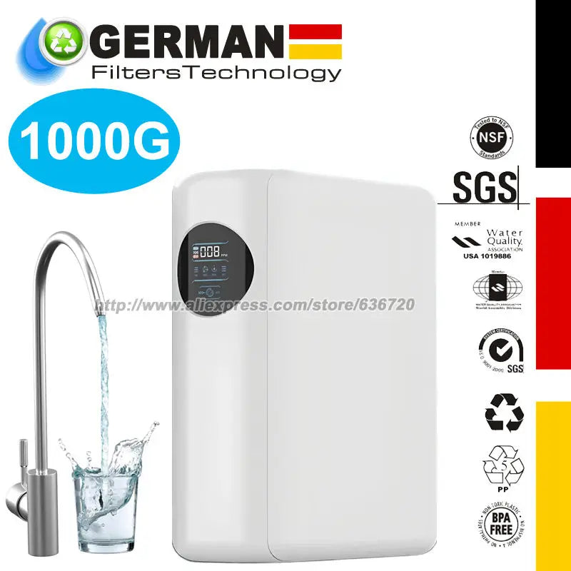 RO Reverse Osmosis Water Filtration System - 1000 GPD Fast Flow, Tankless, Reduces TDS, Compact, Household and Commercial Usage
