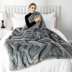Battilo Faux Fur Throw Blanket Luxury Decorative Sofa Blankets Thick Warm Fur Blanket Soft Fluffy Plaid Throws For Bed King Size