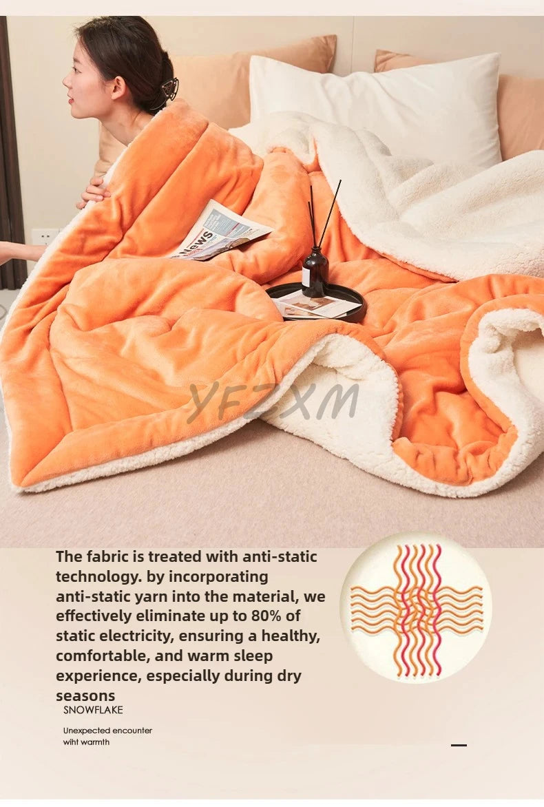 Super Soft Imitation Lambswool Blanket Autumn Winter Double Queen Blankets High Quality Comfortable Milk Fleece Sofa Blanket